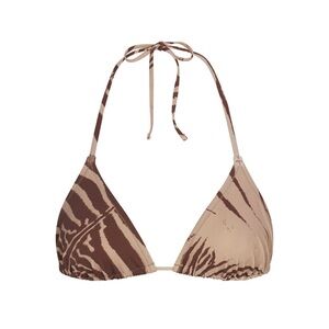 NWT SKIMS X Roberto Cavalli Tan and Brown Zebra Triangle Bikini Top in sz L